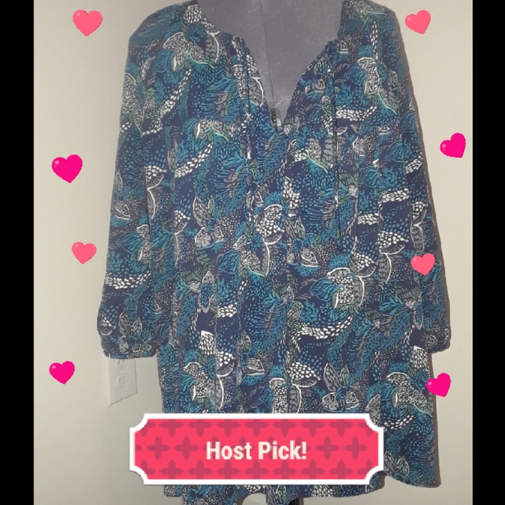 💕HP💕Gap‎ Printed Blue Flowy Blouse